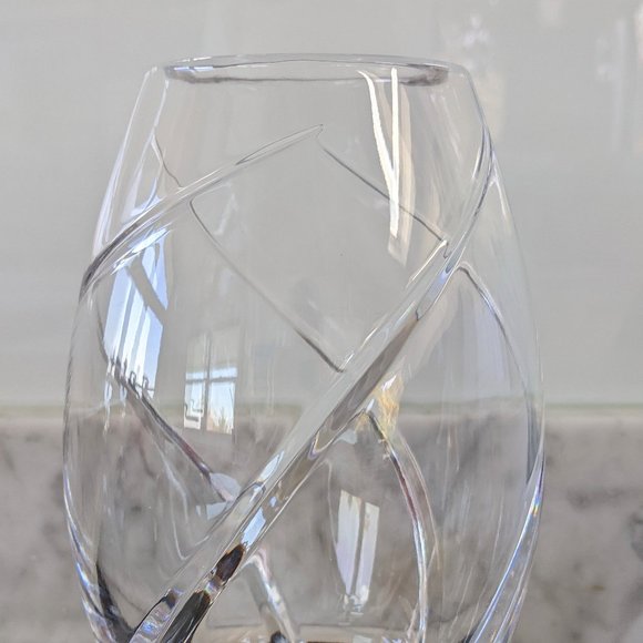 Tiffany & Co Swirl Elliptical Crystal Vase Ovoid Facets - Picture 1 of 11